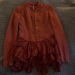 COPY - Free People Jacket Rust Color … detailed bronze buttons.